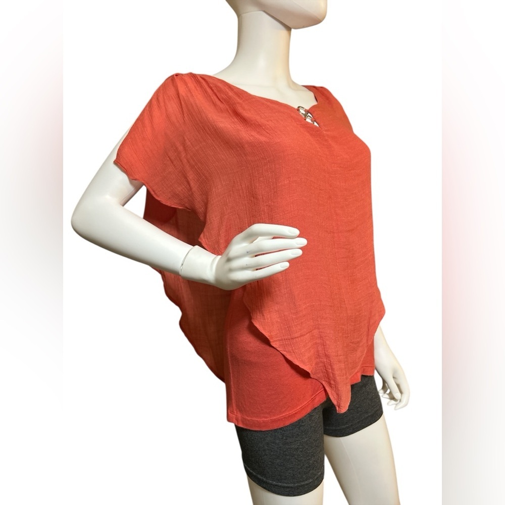 Apt. 9 Popover Top Orange Flutter Sleeve Asymmetr… - image 5